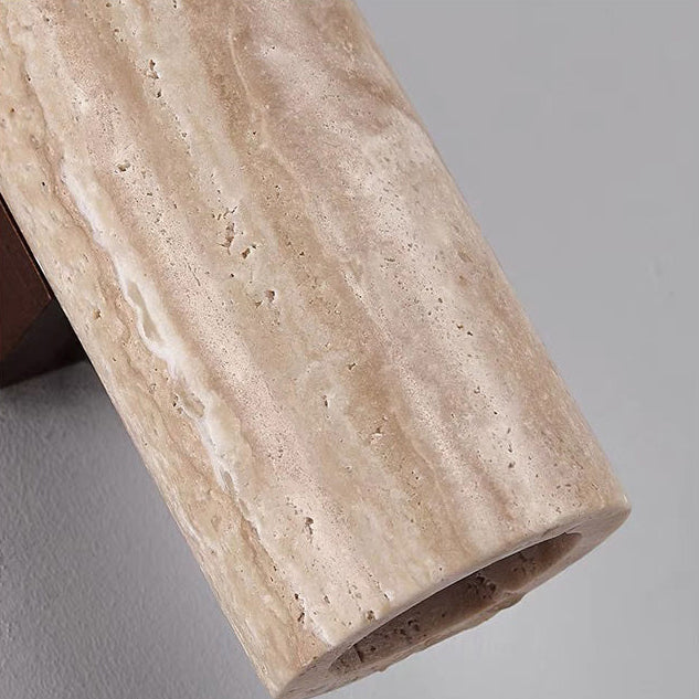 Frendorf | Nordivea Travertin-Wandleuchte | Skandinavisches Design | 2-flammig | Holz & Travertin