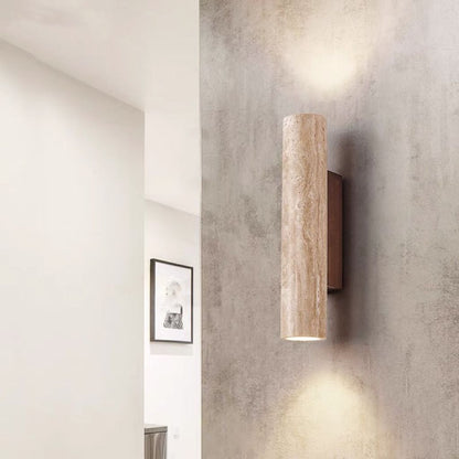 Frendorf | Nordivea Travertin-Wandleuchte | Skandinavisches Design | 2-flammig | Holz & Travertin