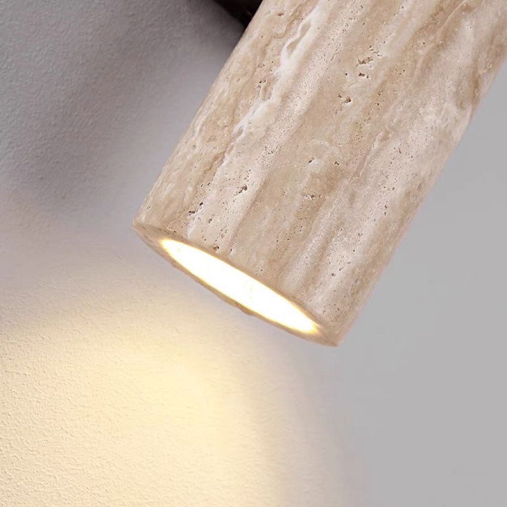 Frendorf | Nordivea Travertin-Wandleuchte | Skandinavisches Design | 2-flammig | Holz & Travertin