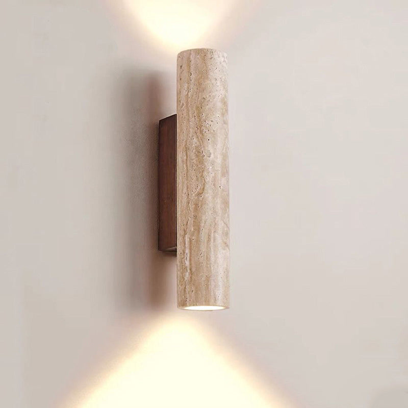 Frendorf | Nordivea Travertin-Wandleuchte | Skandinavisches Design | 2-flammig | Holz & Travertin