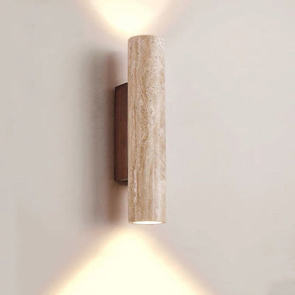 Frendorf | Nordivea Travertin-Wandleuchte | Skandinavisches Design | 2-flammig | Holz & Travertin