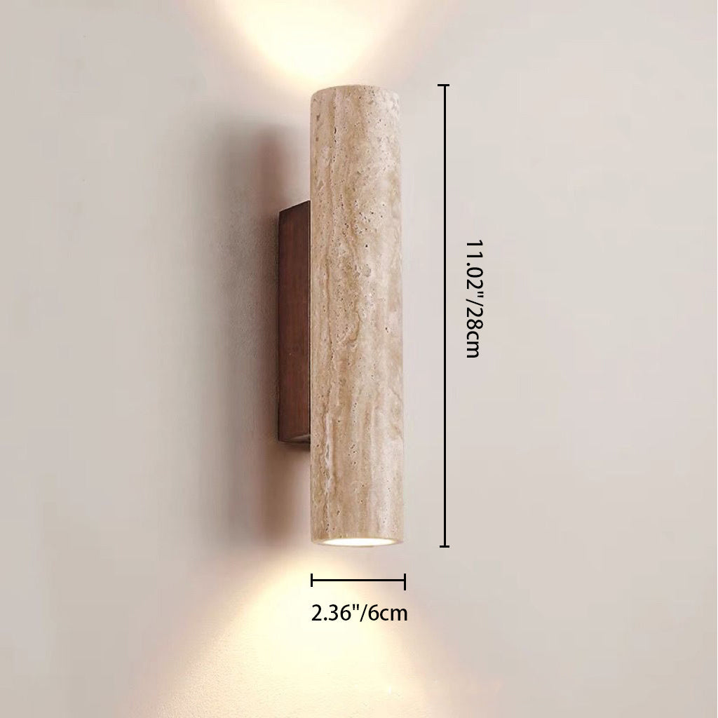 Frendorf | Nordivea Travertin-Wandleuchte | Skandinavisches Design | 2-flammig | Holz & Travertin