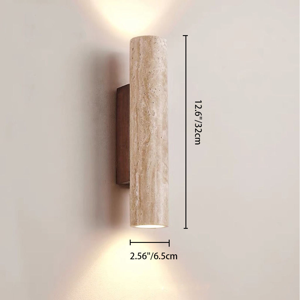 Frendorf | Nordivea Travertin-Wandleuchte | Skandinavisches Design | 2-flammig | Holz & Travertin