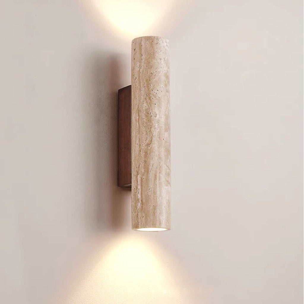 Frendorf | Nordivea Travertin-Wandleuchte | Skandinavisches Design | 2-flammig | Holz & Travertin