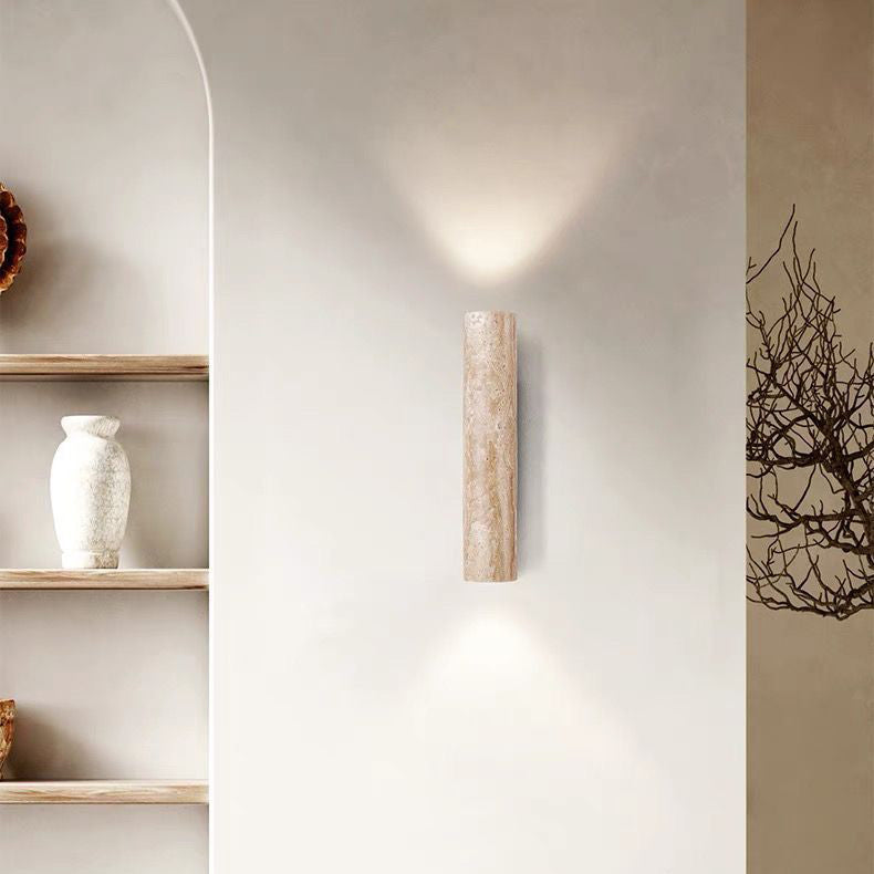 Frendorf | Nordivea Travertin-Wandleuchte | Skandinavisches Design | 2-flammig | Holz & Travertin