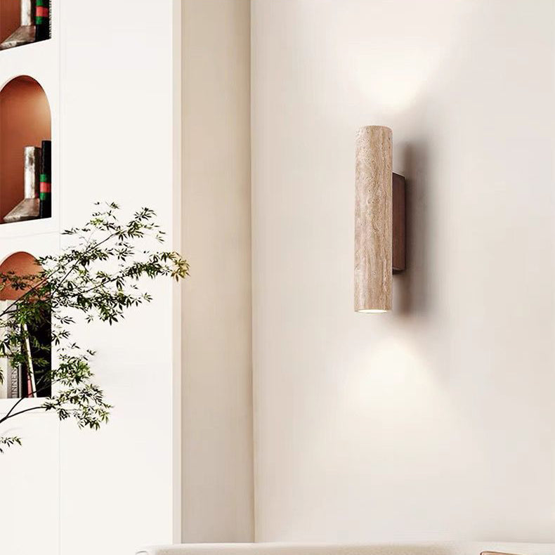 Frendorf | Nordivea Travertin-Wandleuchte | Skandinavisches Design | 2-flammig | Holz & Travertin