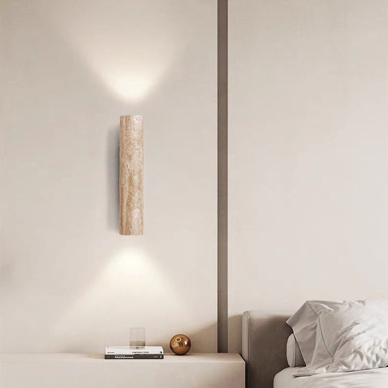 Frendorf | Nordivea Travertin-Wandleuchte | Skandinavisches Design | 2-flammig | Holz & Travertin