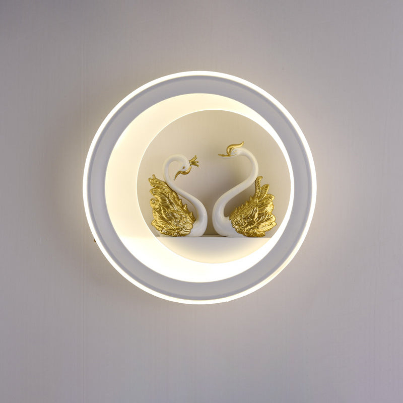 Traditioneller chinesischer runder Pflanztopf Reh Turm Parfüm Schwan Ballon Acryl Hardware LED Wandlicht Lampe für Schlafzimmer