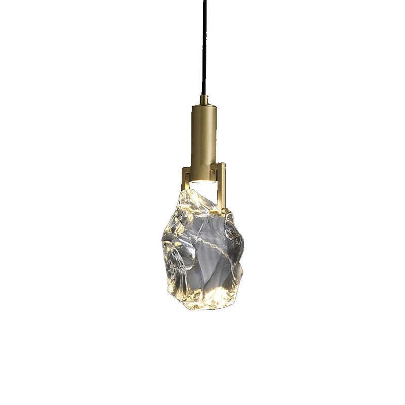 Luxus Zylinder Unregelmäßige Ovale Kristall Eisen Messing 1-Licht Pendelleuchte Für Wohnzimmer