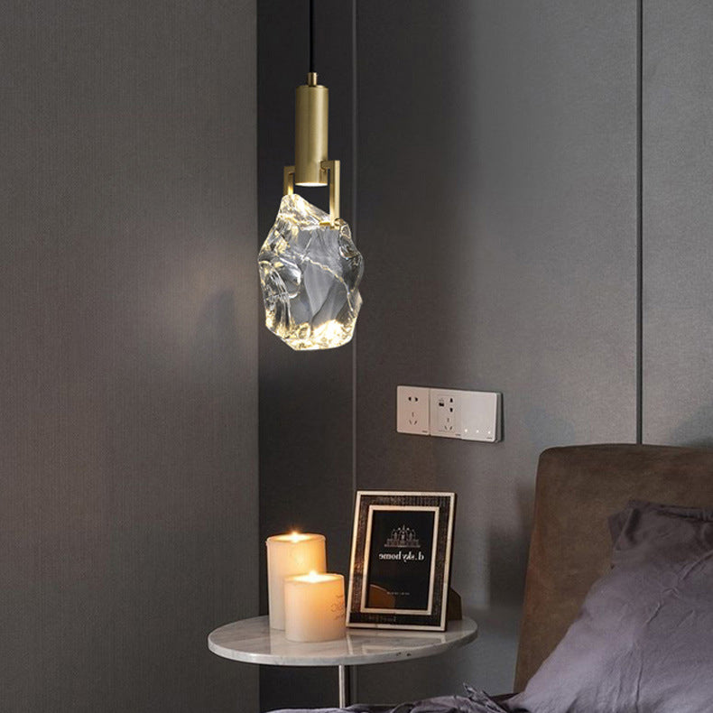 Luxus Zylinder Unregelmäßige Ovale Kristall Eisen Messing 1-Licht Pendelleuchte Für Wohnzimmer