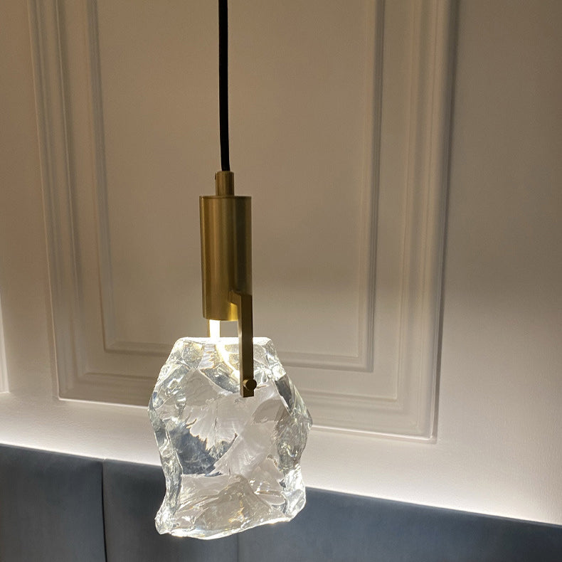 Luxus Zylinder Unregelmäßige Ovale Kristall Eisen Messing 1-Licht Pendelleuchte Für Wohnzimmer