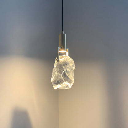 Luxus Zylinder Unregelmäßige Ovale Kristall Eisen Messing 1-Licht Pendelleuchte Für Wohnzimmer