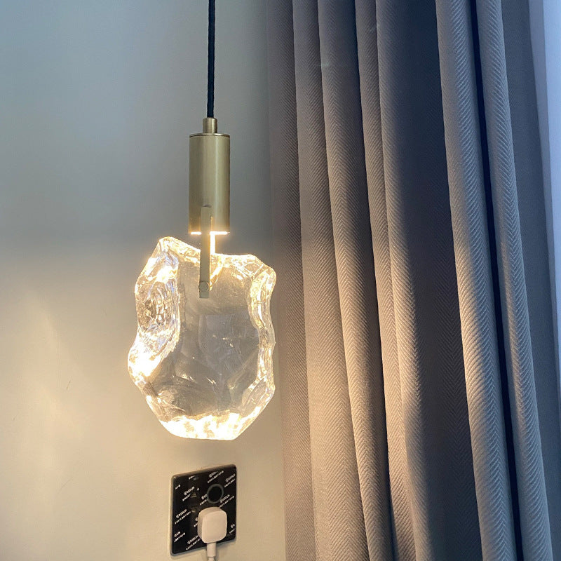 Luxus Zylinder Unregelmäßige Ovale Kristall Eisen Messing 1-Licht Pendelleuchte Für Wohnzimmer