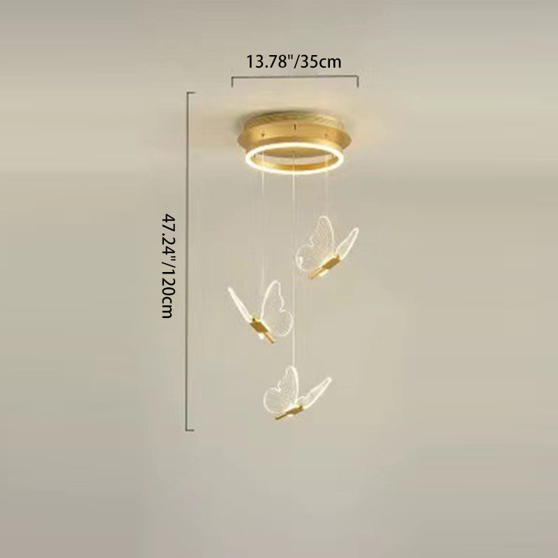skandinavische Schmetterling Rund Acryl Hardware LED Kronleuchter für das Wohnzimmer