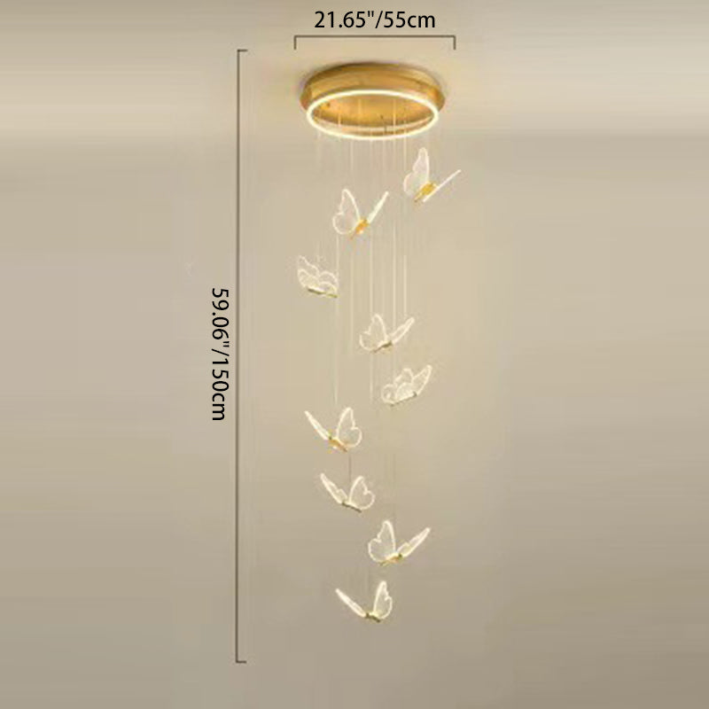 skandinavische Schmetterling Rund Acryl Hardware LED Kronleuchter für das Wohnzimmer