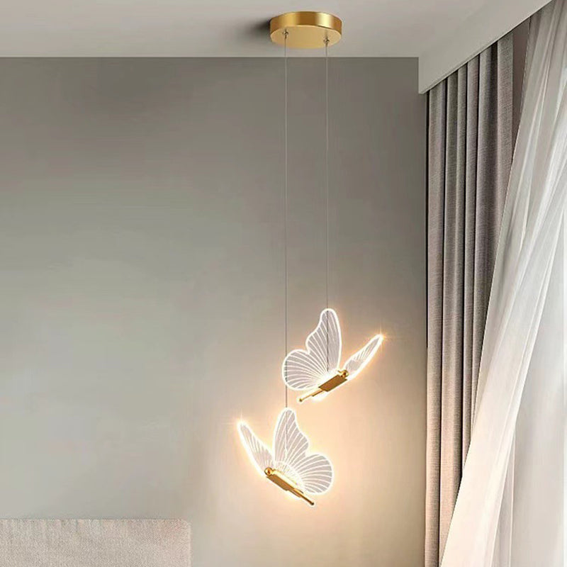 skandinavische Schmetterling Rund Acryl Hardware LED Kronleuchter für das Wohnzimmer