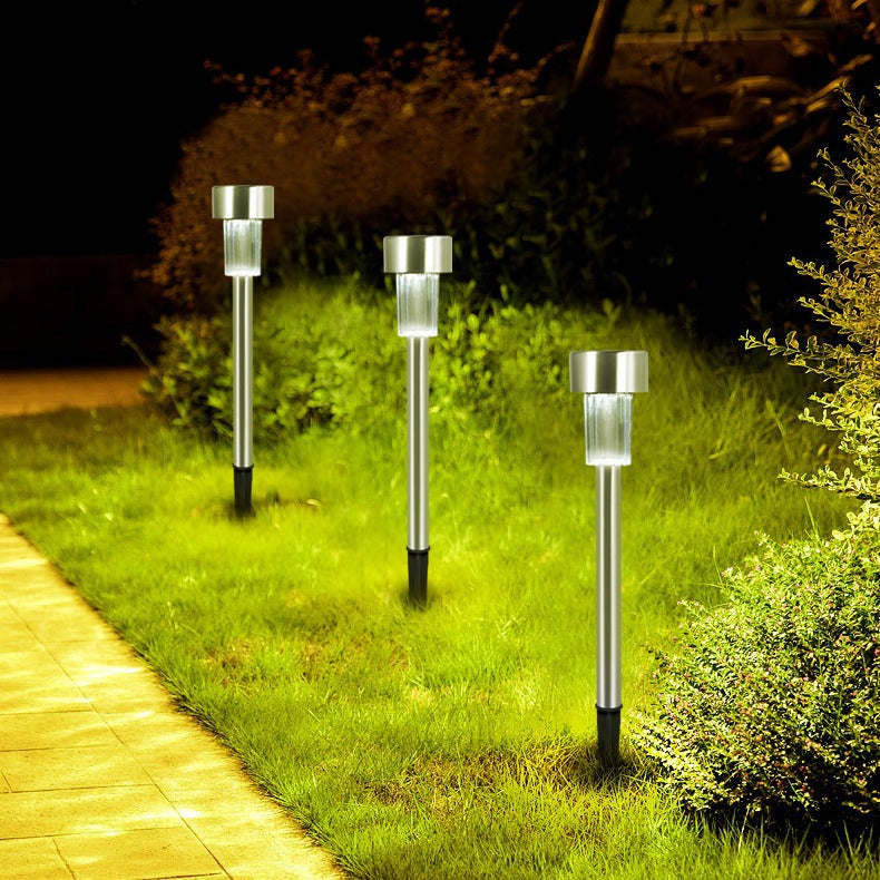 Moderne Einfachheit Solar wasserdichte Edelstahl Zylinder LED Landschaftsbeleuchtung Außenlicht für den Garten