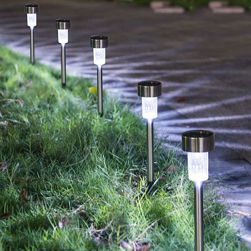 Moderne Einfachheit Solar wasserdichte Edelstahl Zylinder LED Landschaftsbeleuchtung Außenlicht für den Garten