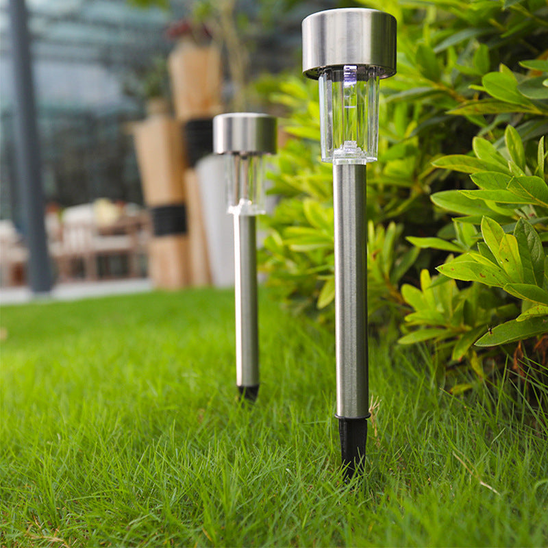 Moderne Einfachheit Solar wasserdichte Edelstahl Zylinder LED Landschaftsbeleuchtung Außenlicht für den Garten