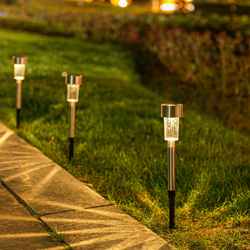 Moderne Einfachheit Solar wasserdichte Edelstahl Zylinder LED Landschaftsbeleuchtung Außenlicht für den Garten