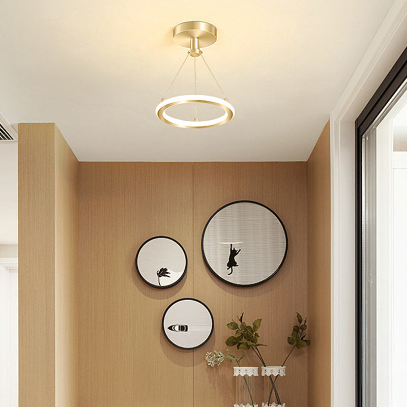 Zeitgenössische Nordische Runde Metall Silica LED Semi-Flush Mount Deckenleuchte für Flur