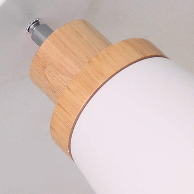 Zeitgenössische skandinavische Eisen Holz Kegel Zylinder verstellbare 1-Licht Semi-Flush Mount Deckenleuchte für Flur