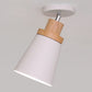 Zeitgenössische skandinavische Eisen Holz Kegel Zylinder verstellbare 1-Licht Semi-Flush Mount Deckenleuchte für Flur