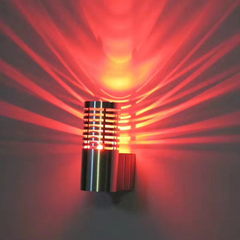 Zeitgenössische industrielle Aluminium-Zylinder hohle LED-Wandleuchte für Flur