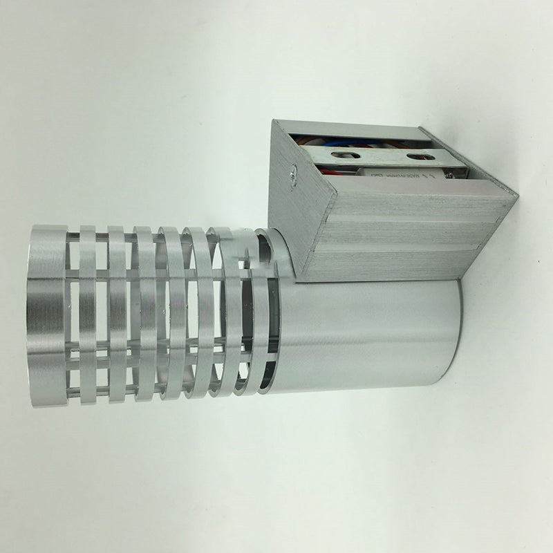 Zeitgenössische industrielle Aluminium-Zylinder hohle LED-Wandleuchte für Flur