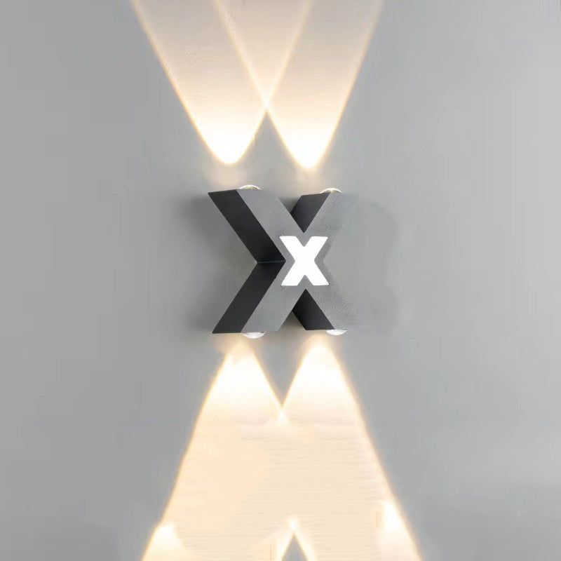 Moderne Einfachheit Wasserdichte Aluminium Buchstaben Geometrische LED Wandleuchte Für Außenpatio