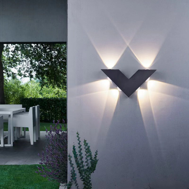 Moderne Einfachheit Wasserdichte Aluminium Buchstaben Geometrische LED Wandleuchte Für Außenpatio