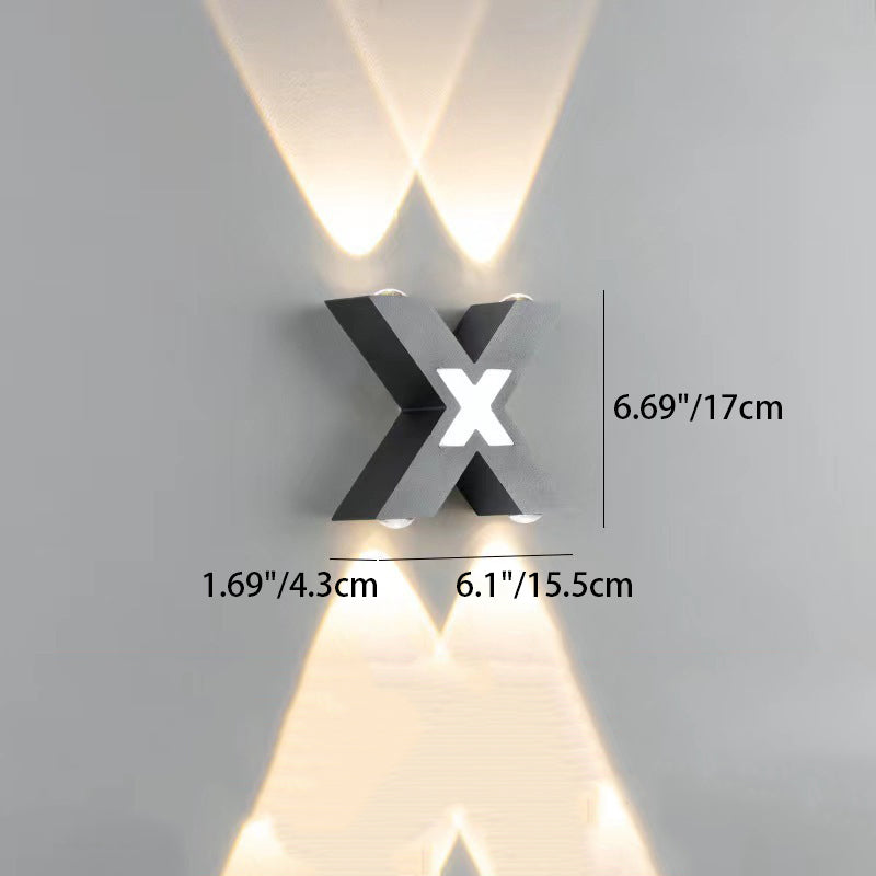 Moderne Einfachheit Wasserdichte Aluminium Buchstaben Geometrische LED Wandleuchte Für Außenpatio