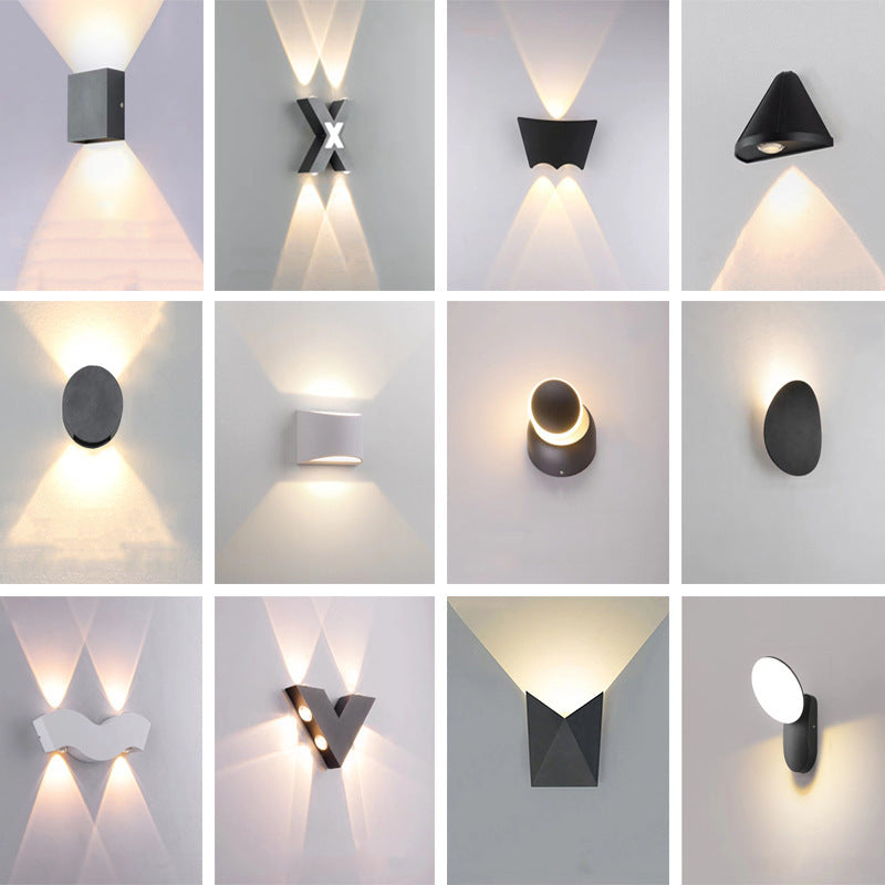 Moderne Einfachheit Wasserdichte Aluminium Buchstaben Geometrische LED Wandleuchte Für Außenpatio