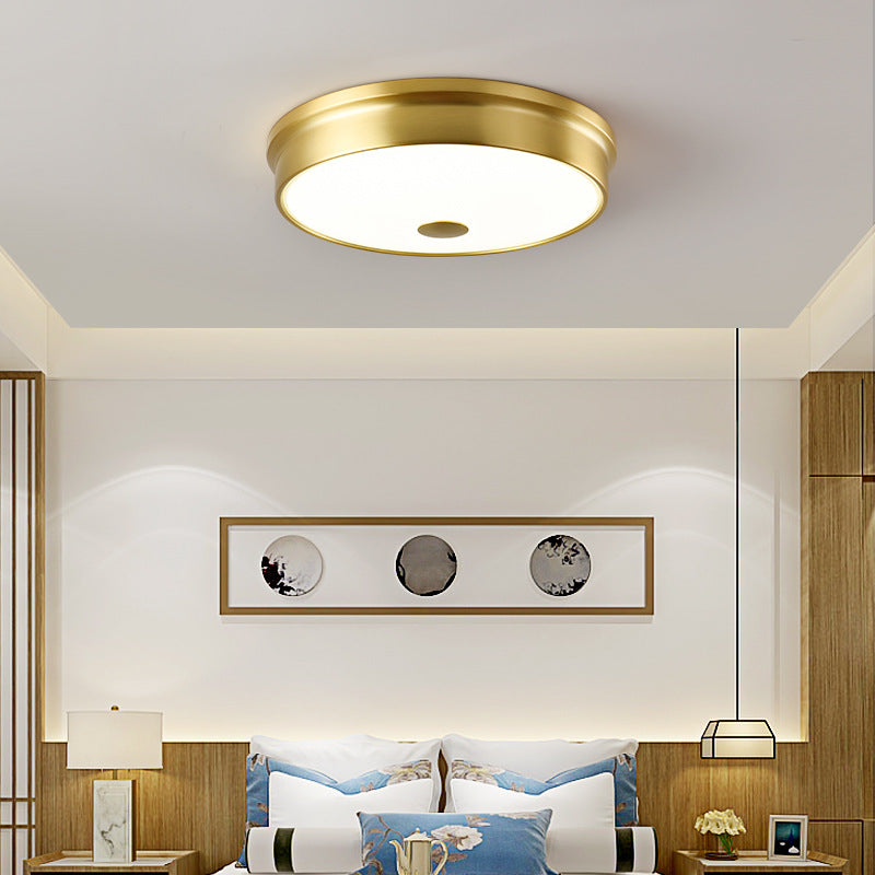 Moderne Mid-Century Eisen Glas Runde LED Deckenleuchte für Schlafzimmer