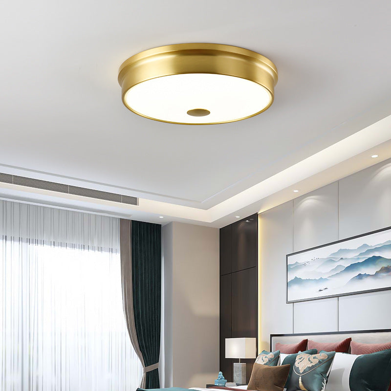 Moderne Mid-Century Eisen Glas Runde LED Deckenleuchte für Schlafzimmer