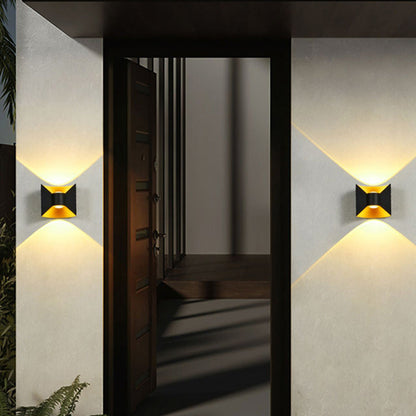 Zeitgenössische nordische wasserdichte quadratische rechteckige Aluminium-LED-Wandleuchte für den Außenbereich Patio