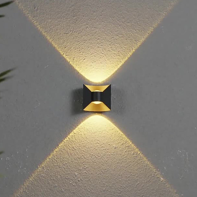 Zeitgenössische nordische wasserdichte quadratische rechteckige Aluminium-LED-Wandleuchte für den Außenbereich Patio