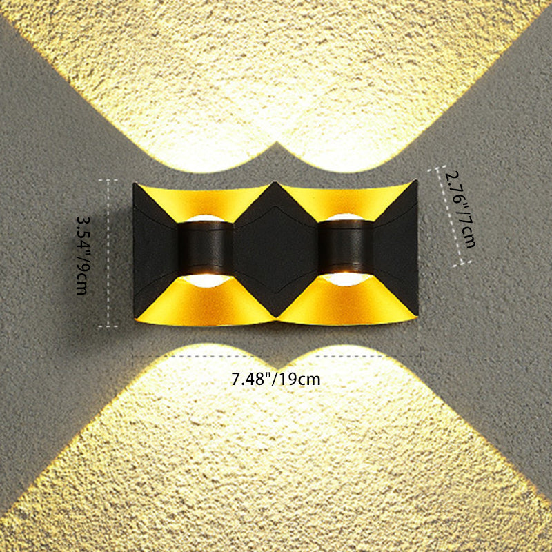 Zeitgenössische nordische wasserdichte quadratische rechteckige Aluminium-LED-Wandleuchte für den Außenbereich Patio