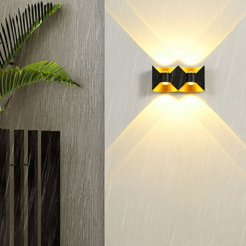 Zeitgenössische nordische wasserdichte quadratische rechteckige Aluminium-LED-Wandleuchte für den Außenbereich Patio