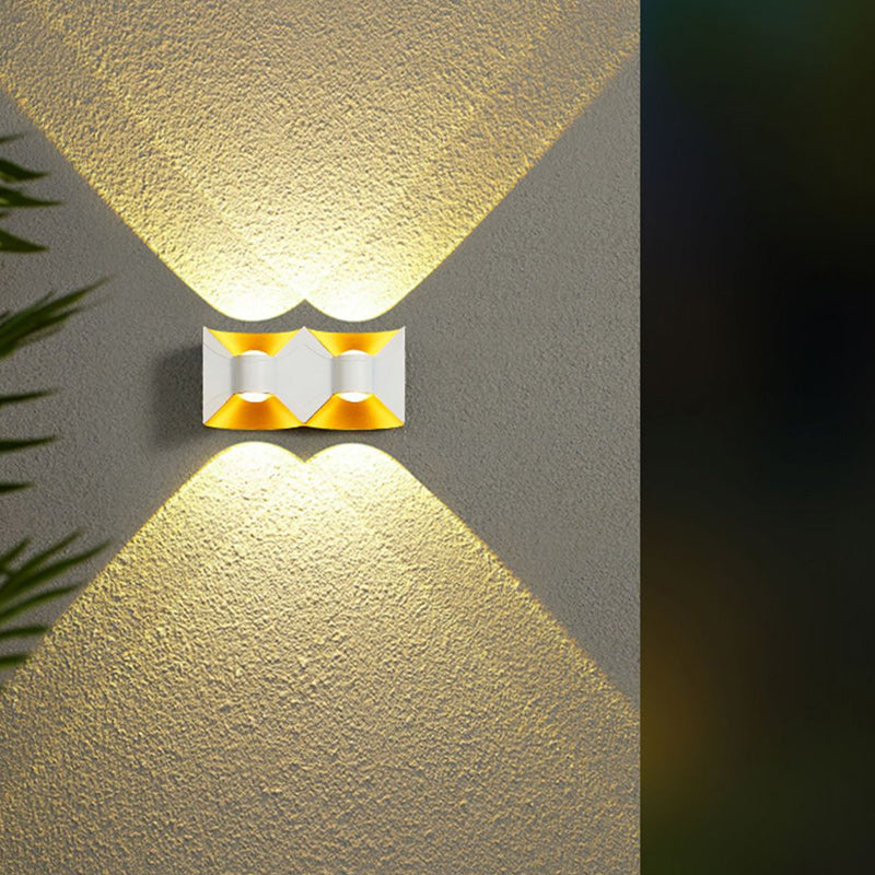 Zeitgenössische nordische wasserdichte quadratische rechteckige Aluminium-LED-Wandleuchte für den Außenbereich Patio