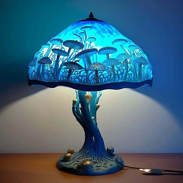 Frendorf | GlowMorphic USB LED Tischlampe | Art Deco Pilzdesign | Harzstruktur | Warmes Licht für Wohnzimmer