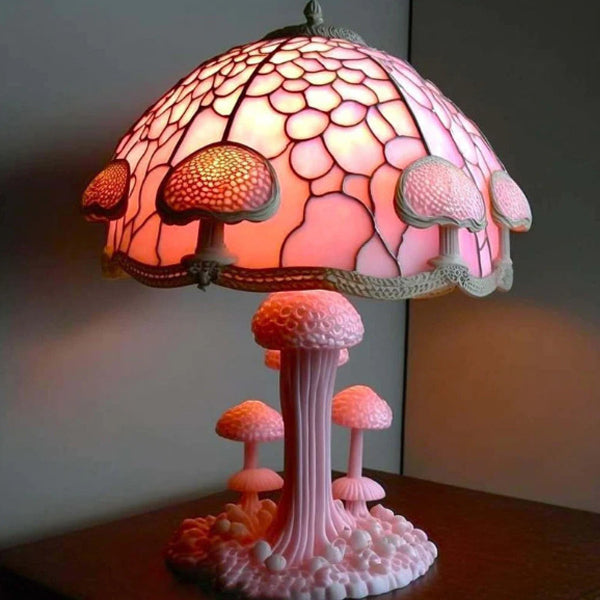 Frendorf | GlowMorphic USB LED Tischlampe | Art Deco Pilzdesign | Harzstruktur | Warmes Licht für Wohnzimmer