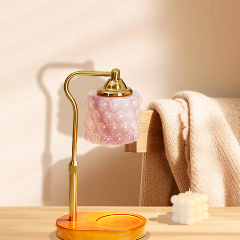 Traditionelle Französische Eisen Holz Glas Zylinder Punkt 1-Licht Schmelzwachs Tischlampe Für Nachttisch