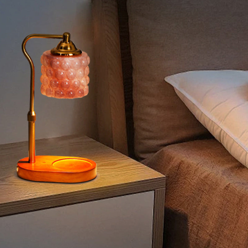 Traditionelle Französische Eisen Holz Glas Zylinder Punkt 1-Licht Schmelzwachs Tischlampe Für Nachttisch
