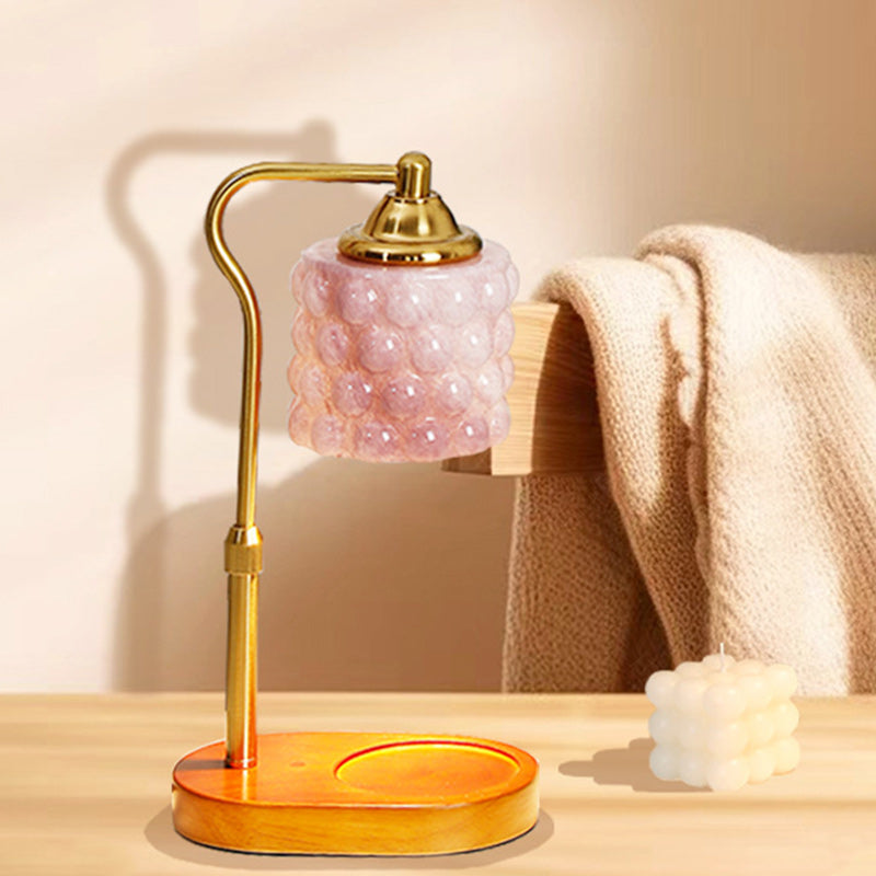 Traditionelle Französische Eisen Holz Glas Zylinder Punkt 1-Licht Schmelzwachs Tischlampe Für Nachttisch
