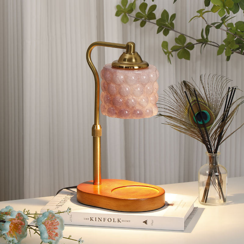 Traditionelle Französische Eisen Holz Glas Zylinder Punkt 1-Licht Schmelzwachs Tischlampe Für Nachttisch