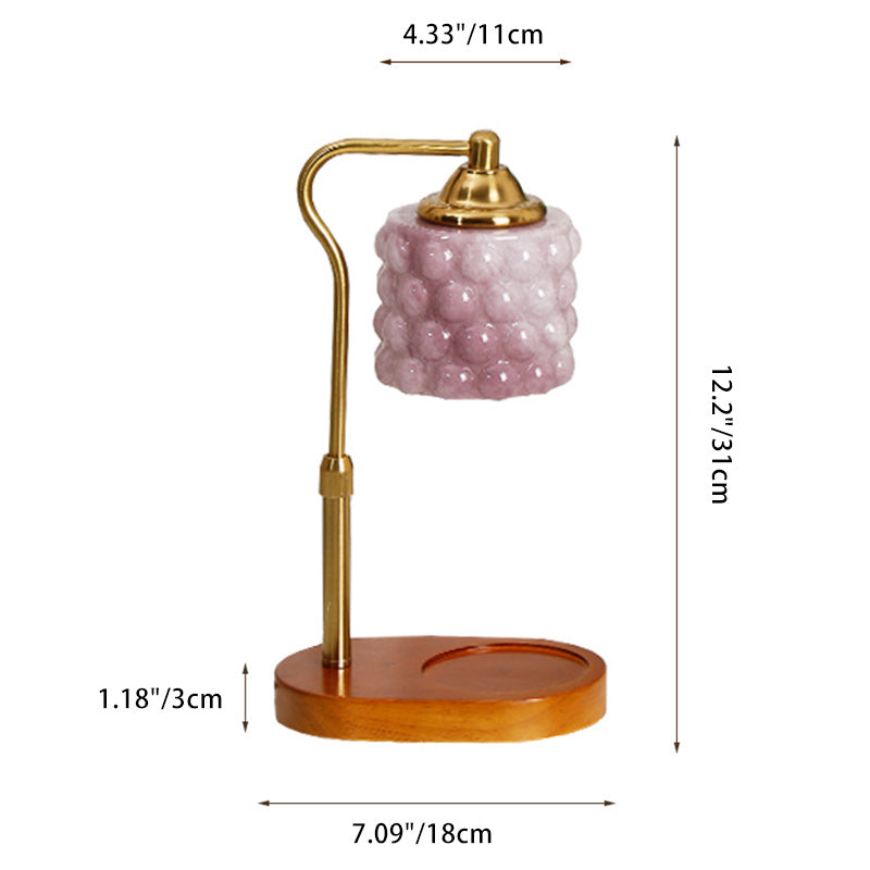Traditionelle Französische Eisen Holz Glas Zylinder Punkt 1-Licht Schmelzwachs Tischlampe Für Nachttisch