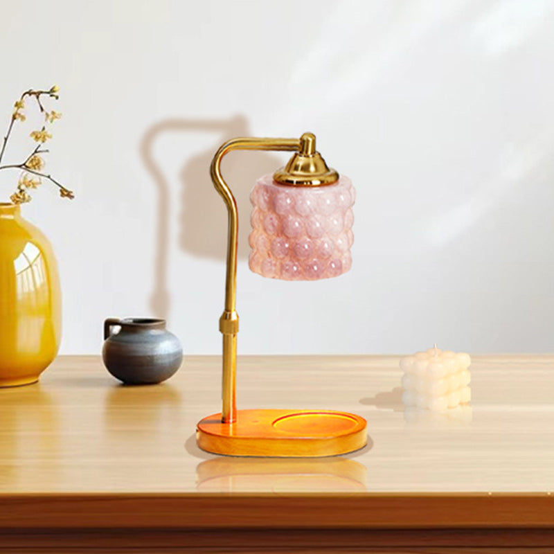 Traditionelle Französische Eisen Holz Glas Zylinder Punkt 1-Licht Schmelzwachs Tischlampe Für Nachttisch
