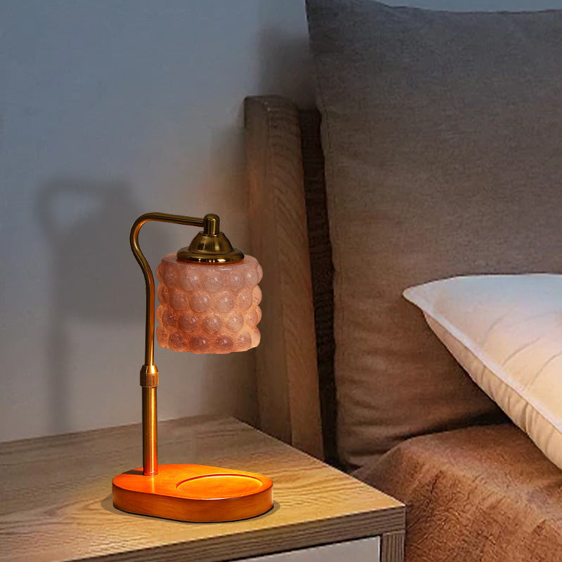Traditionelle Französische Eisen Holz Glas Zylinder Punkt 1-Licht Schmelzwachs Tischlampe Für Nachttisch