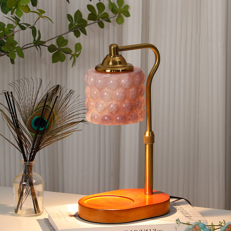 Traditionelle Französische Eisen Holz Glas Zylinder Punkt 1-Licht Schmelzwachs Tischlampe Für Nachttisch